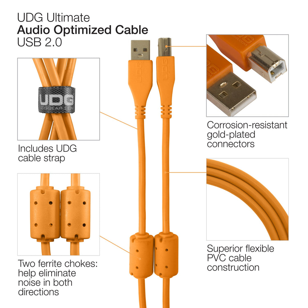 UDG Ultimate Audio Cable USB 2.0 A-B Orange Straight 1 m