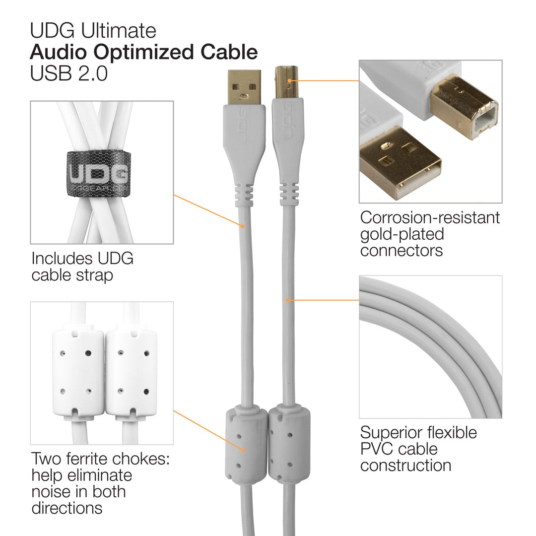 UDG Ultimate Audio Cable USB 2.0 A-B Weiß Gerade 1m