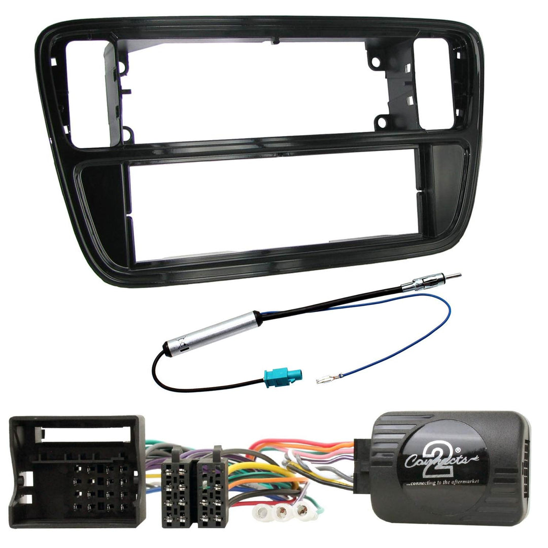 1-DIN KIT für Mii, Citigo und Up (Glänzend Schwarz)