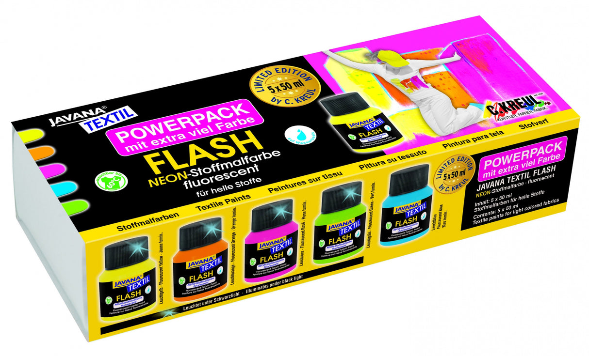 UV fabric paint set 5 x 50 ml.