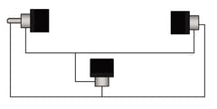 Adapter RCA-Stecker > 2 x RCA-Buchse Winkelpaar