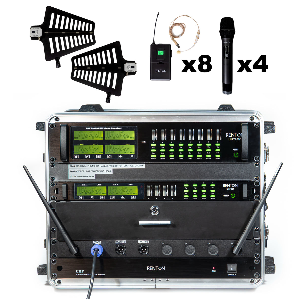 Renton Rack Wireless Combo System (4 Handgeräte + 8 Headsets)