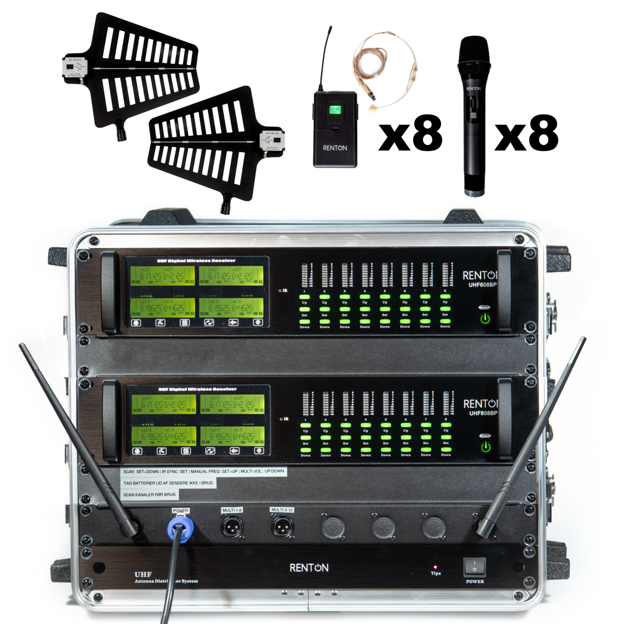 Renton Rack Wireless Combo System (8 Handgeräte + 8 Headsets)