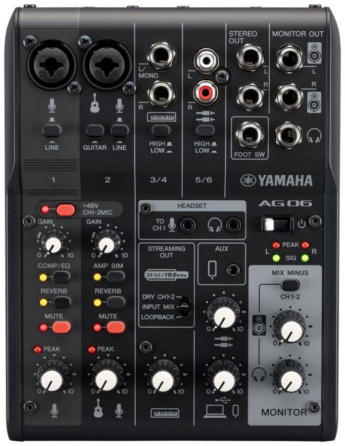 Yamaha AG06 MkII - Live Streaming Mixer (Schwarz)
