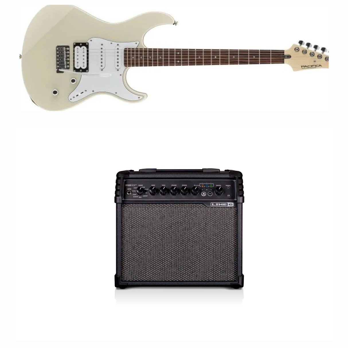 Yamaha Pacifica E-Gitarre GPA112V (Vintage White) Bundle
