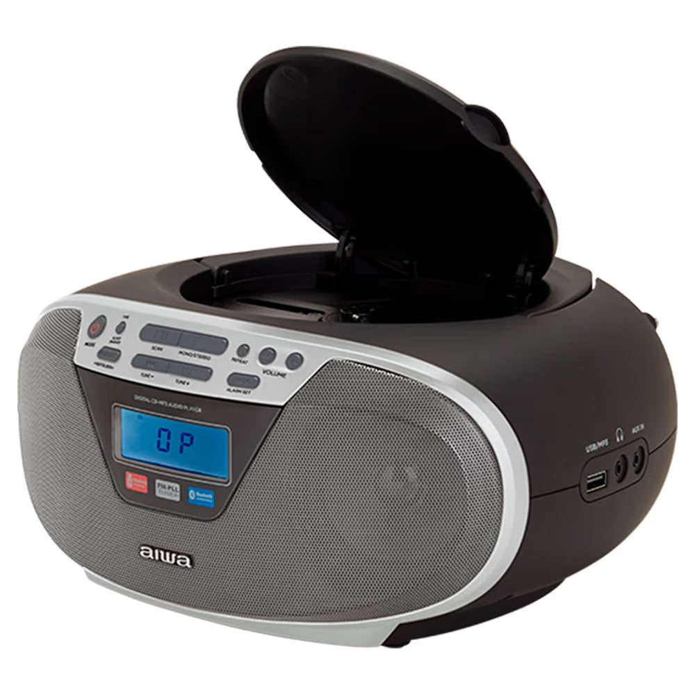 AIWA CDT-200 Boombox – CD, Bluetooth, USB & FM-Radio, silber