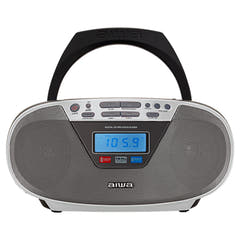 AIWA CDT-200 Boombox – CD, Bluetooth, USB & FM-Radio, silber