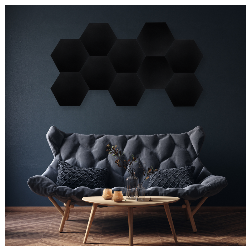 DNA AM3 BK Akustikpaneele 10 Stk Schwarz Hexagon