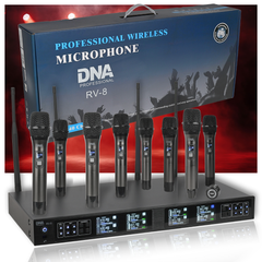 DNA RV-8 Drahtloses UHF Mikrofone-Set mit 8 Handmikrofonen