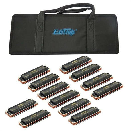 Easttop Blues Harmonikas T008K - 12 Stk. Paketlösung.  C, G, A, D, E, F, Bb, B, F#, Eb, Ab und Db