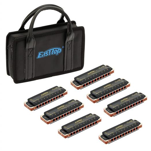 Easttop Blues Harmonikas T008K - 7 Stück Paket. Töne: C, D, Eb, F, G, A, Bb
