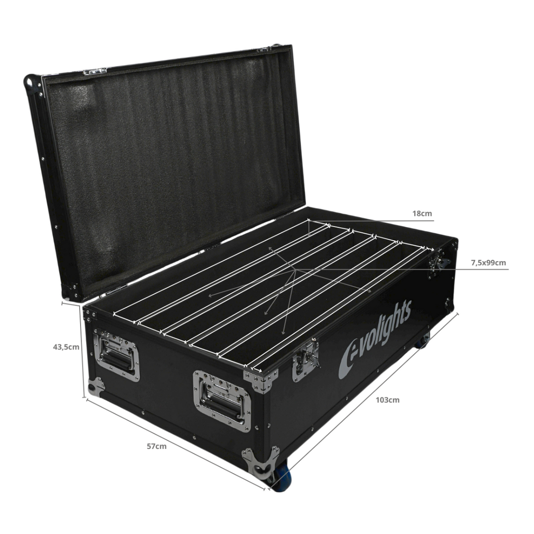 Flightcase für 6 Evolights Pixel Bar 18x10W RGBW