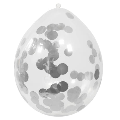 Ballons m. Konfetti (Silber, 30cm)