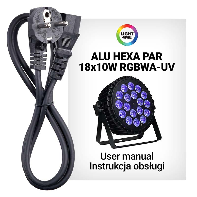 LIGHT4ME ALU HEXA PAR 18x10W RGBWA-UV LED PAR
