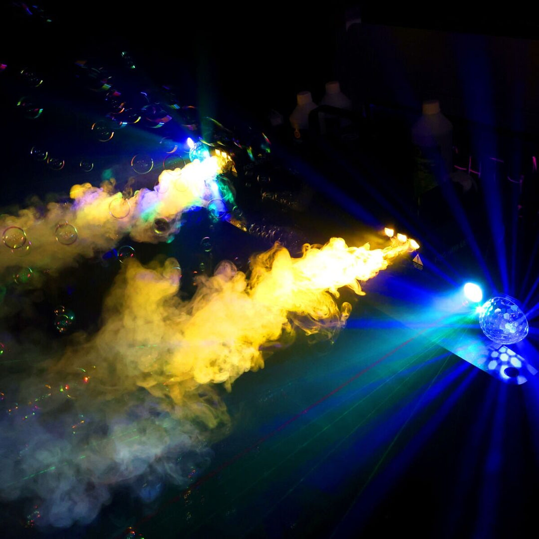 Light4Me GIG SET 2 Partyset – Nebelmaschine, Seifenblasenmaschine & 4-in-1-Lichteffekt