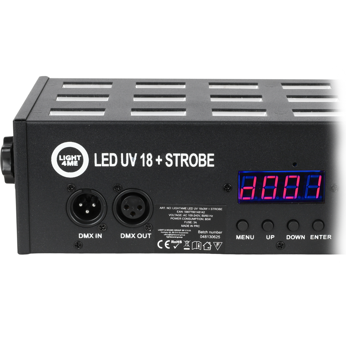 LIGHT4ME LED UV 18x3W Scheinwerfer + strobe DMX