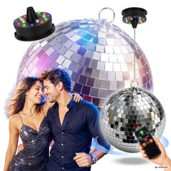 Light4Me Spiegelkugel 20 cm mit LED, Motor und Fernbedienung