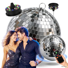 Light4Me Spiegelkugel 20 cm mit LED, Motor und Fernbedienung
