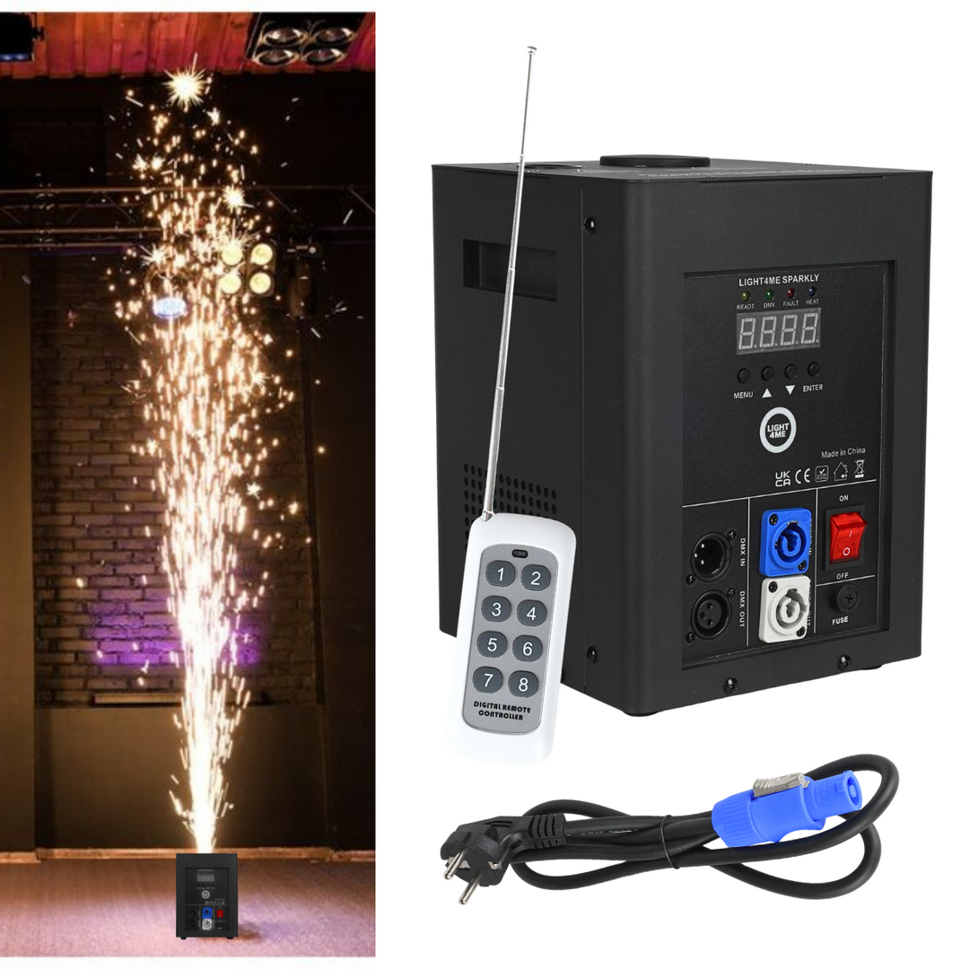 Light4Me SPARKLY Cold Spark Machine 600W DMX mit kabelloser Fernbedienung