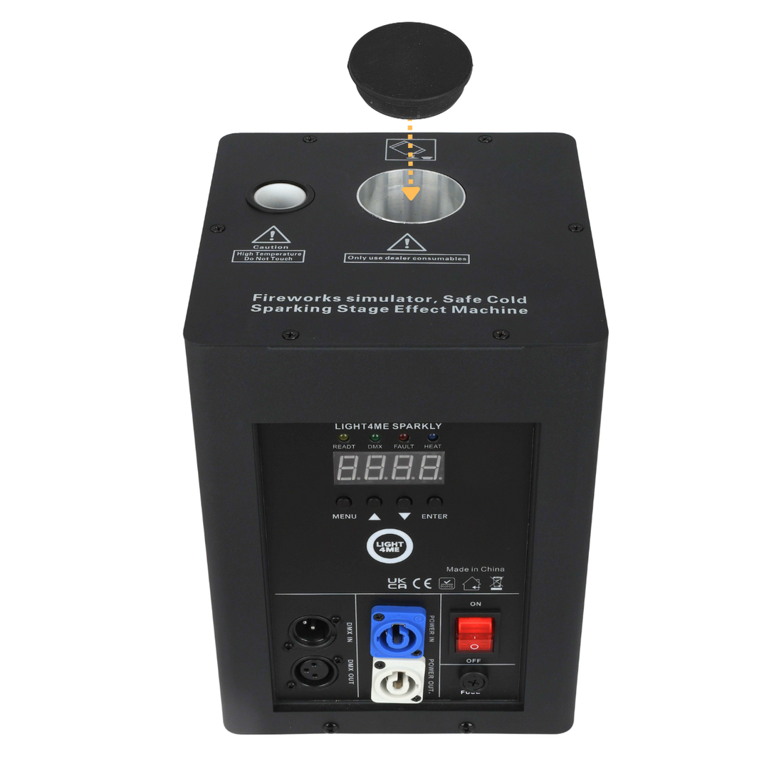 Light4Me SPARKLY Cold Spark Machine 600W DMX mit kabelloser Fernbedienung