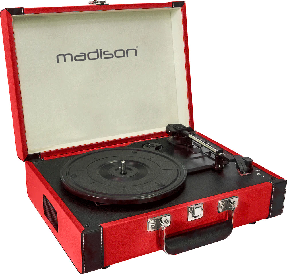 Madison Vintage Plattenspieler mit Bluetooth (Rot)