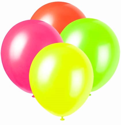 Neonfarbene UV-Ballons (Mix, 100 Stk.)