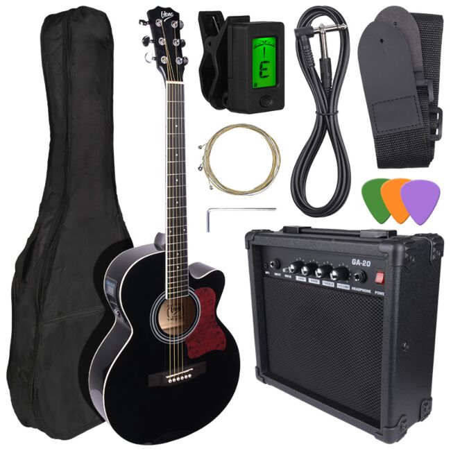 V-Tone EAG SET BK elektrisch-akustische Gitarre + Verstärker, Schwarz