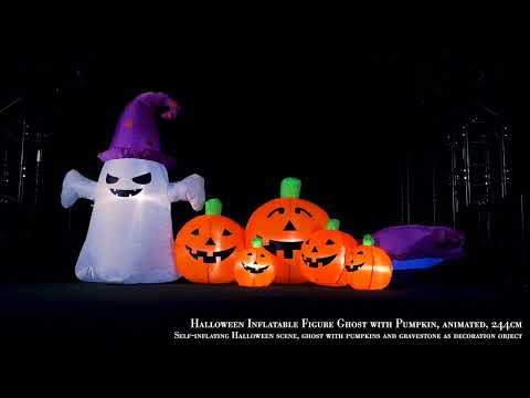 Aufblasbare Halloween-Figur Geist mit Kürbis, 128 cm
