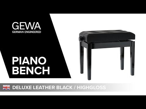 GEWA Klavierbank Deluxe Leder Black, Hochglanz - Black cover aus Kunstleder