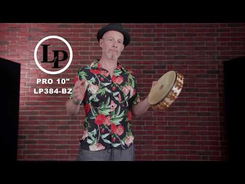 Latin Percussion Tambourine Pro 10 in Double Row With Head - 10" Brass/Bronze (LP384-BB)