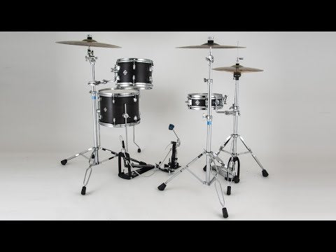 Dixon PODL520BKC Drumset, Satin Black Coal Lacquer
