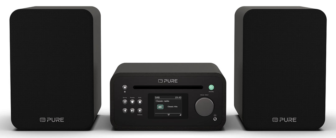 Pure Classic Stereo Mini Hi-Fi System – DAB+, CD, Bluetooth, 40W, Black