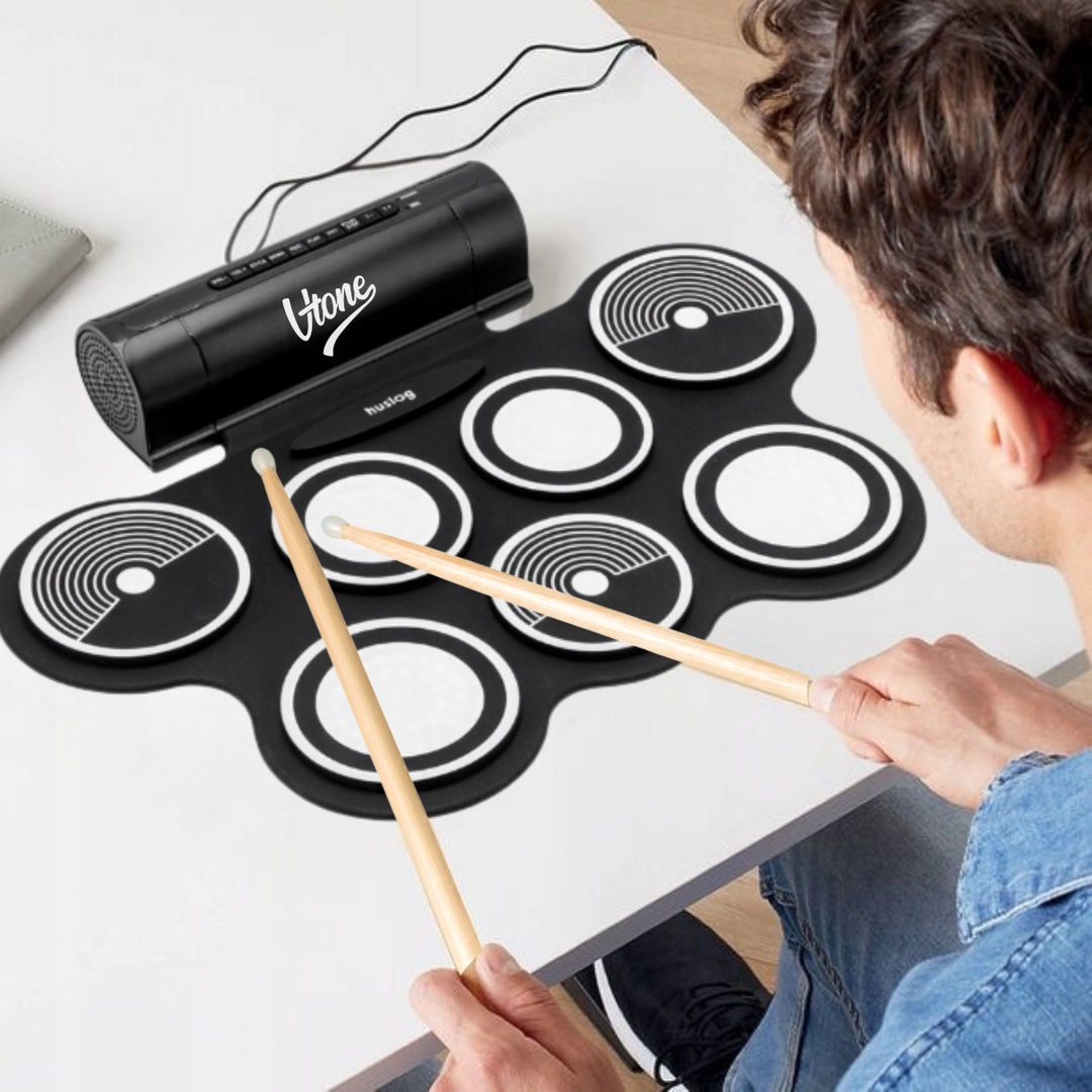 V-TONE RD7 Elektronisches Schlagzeug – Roll-Up Drum Kit mit 7 Pads, Pedale und Lautsprecher