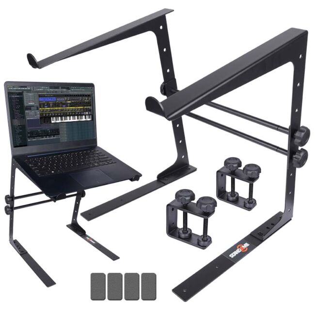 Laptopständer mit Montagehalterung – verstellbar für 12–17", Schwarz