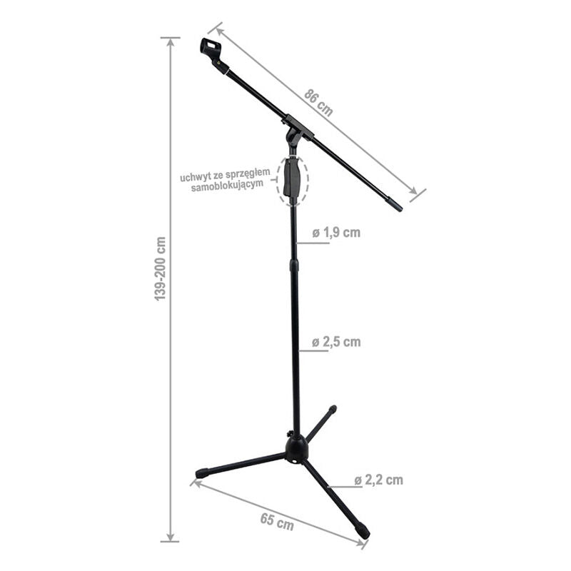 Mikrofonstativ med boom arm – justerbar 139–200 cm