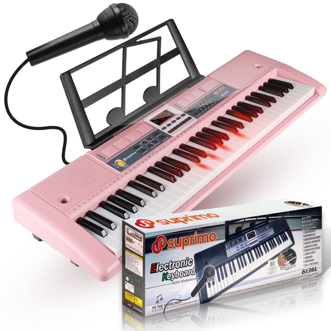 Suprimo Keyboards für Kinder mit Mikrofone – Pink