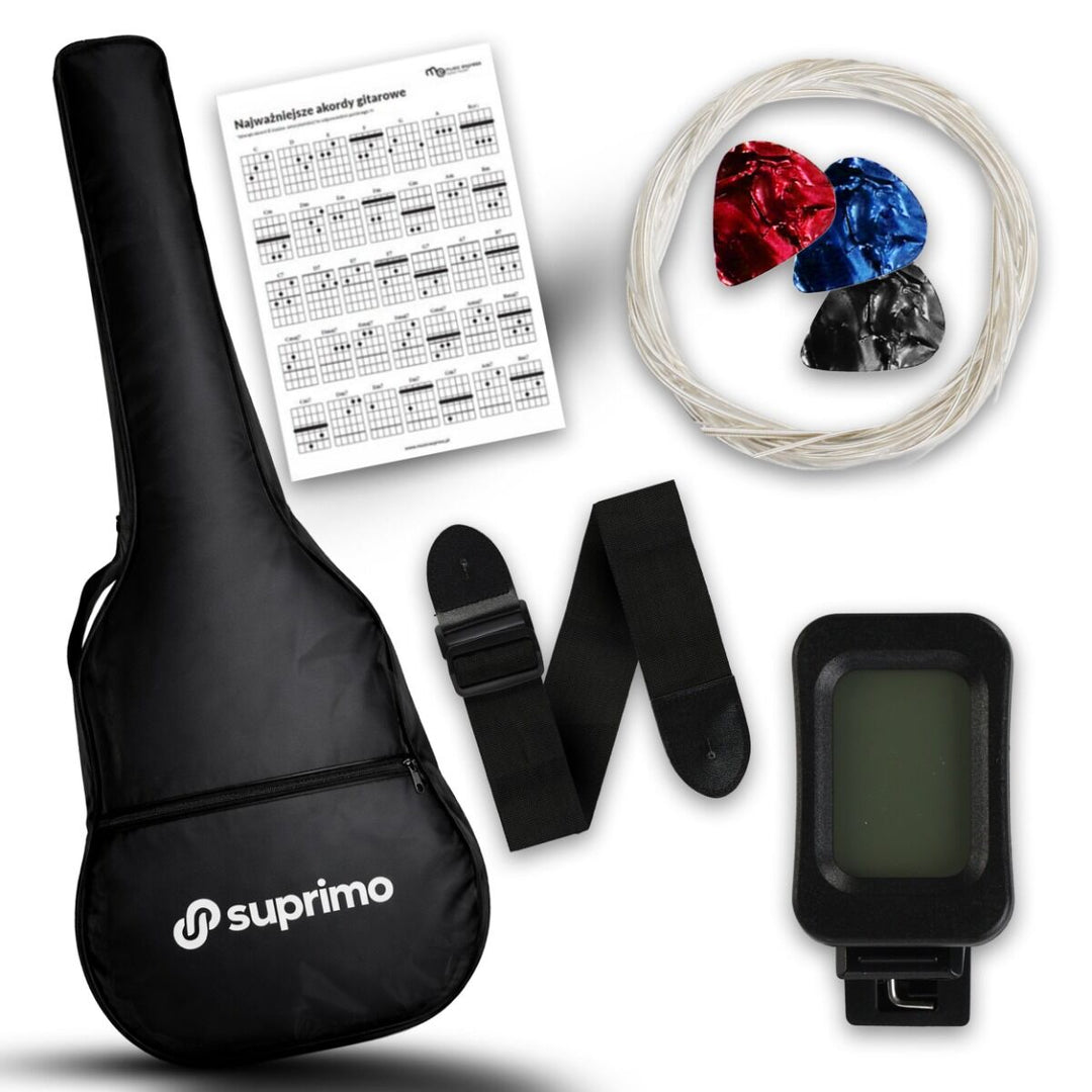 Suprimo CGS3 BK Klassische Gitarren 4/4 – Schwarzes Anfänger-Set