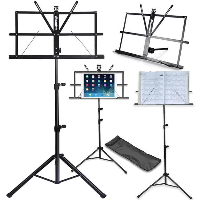 Notenständer mit Tasche – klappbar und höhenverstellbar 65–130 cm