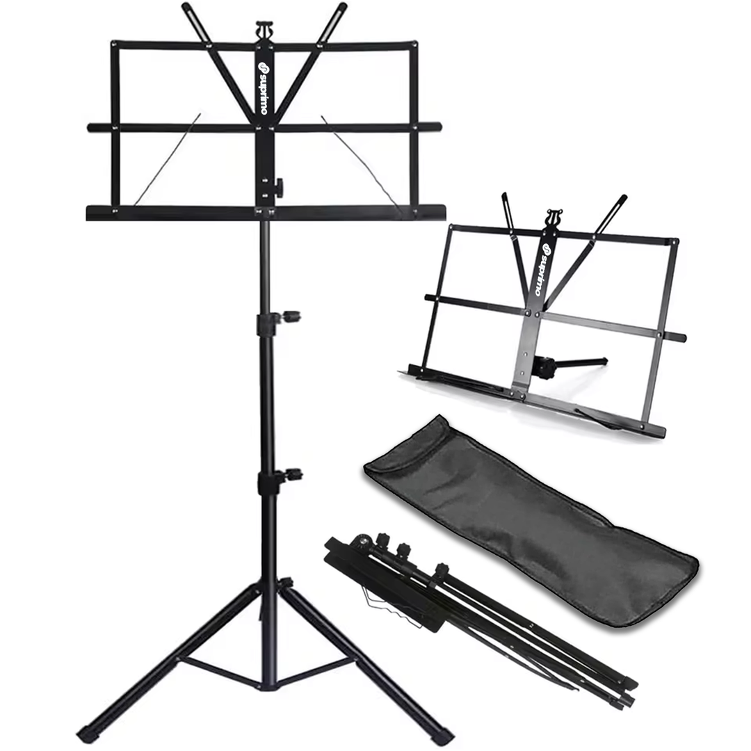 Notenständer mit Tasche – klappbar und höhenverstellbar 65–130 cm