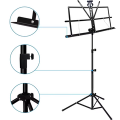 Notenständer mit Tasche – klappbar und höhenverstellbar 65–130 cm