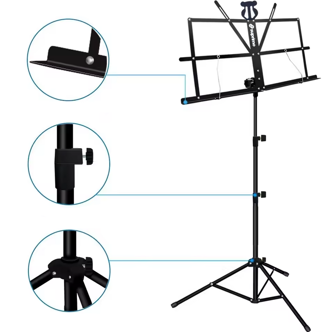 Notenständer mit Tasche – klappbar und höhenverstellbar 65–130 cm