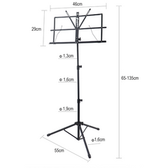 Notenständer mit Tasche – klappbar und höhenverstellbar 65–130 cm