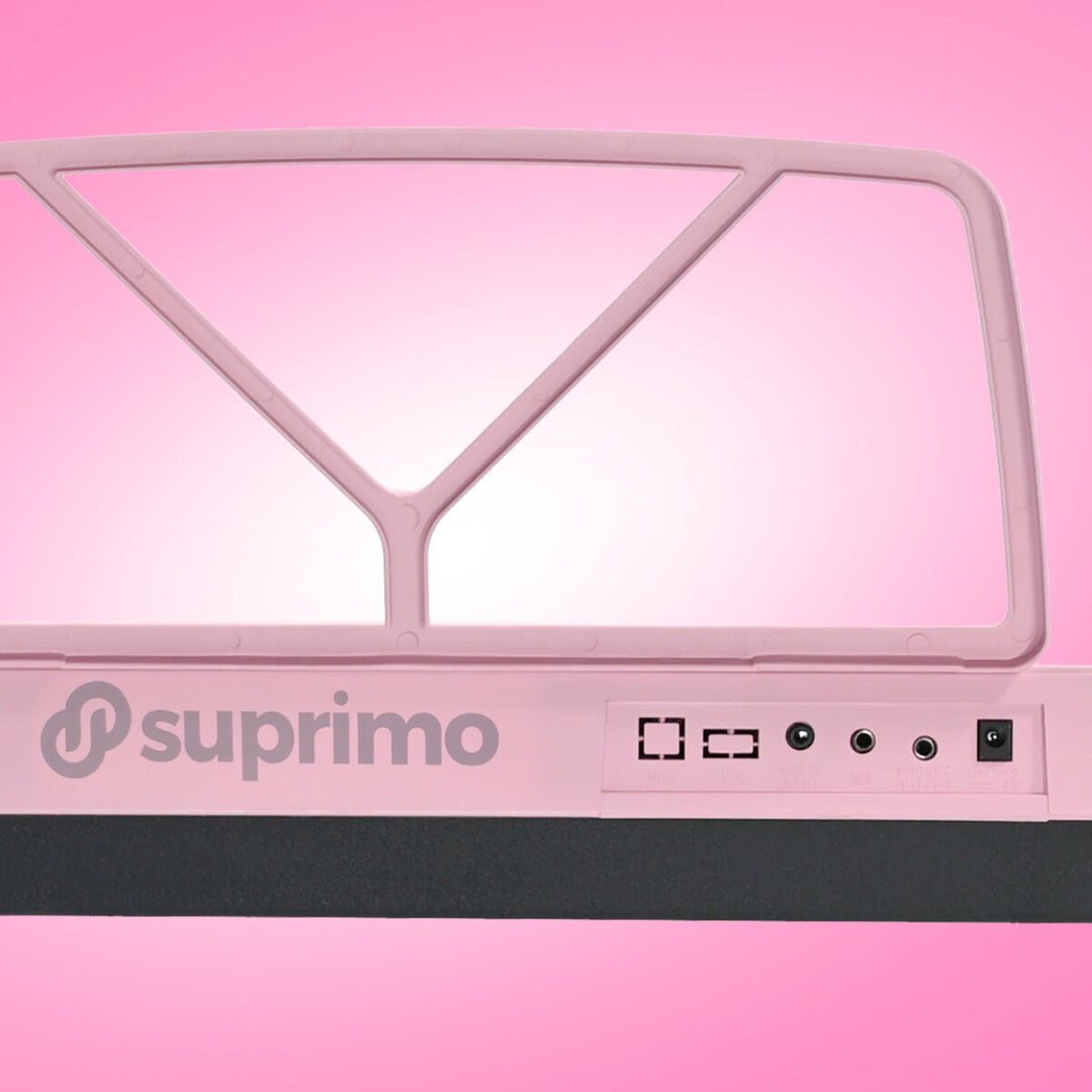 SUPRIMO Keyboard 61 Tasten Pink mit Mikrofon und Notenständer