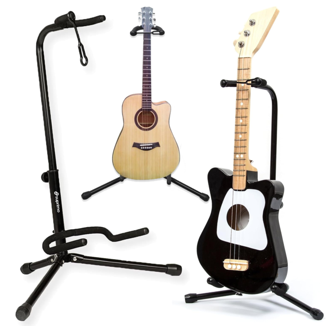 Faltbarer Gitarrenständer 62-74 cm mit Sicherheitsgurt
