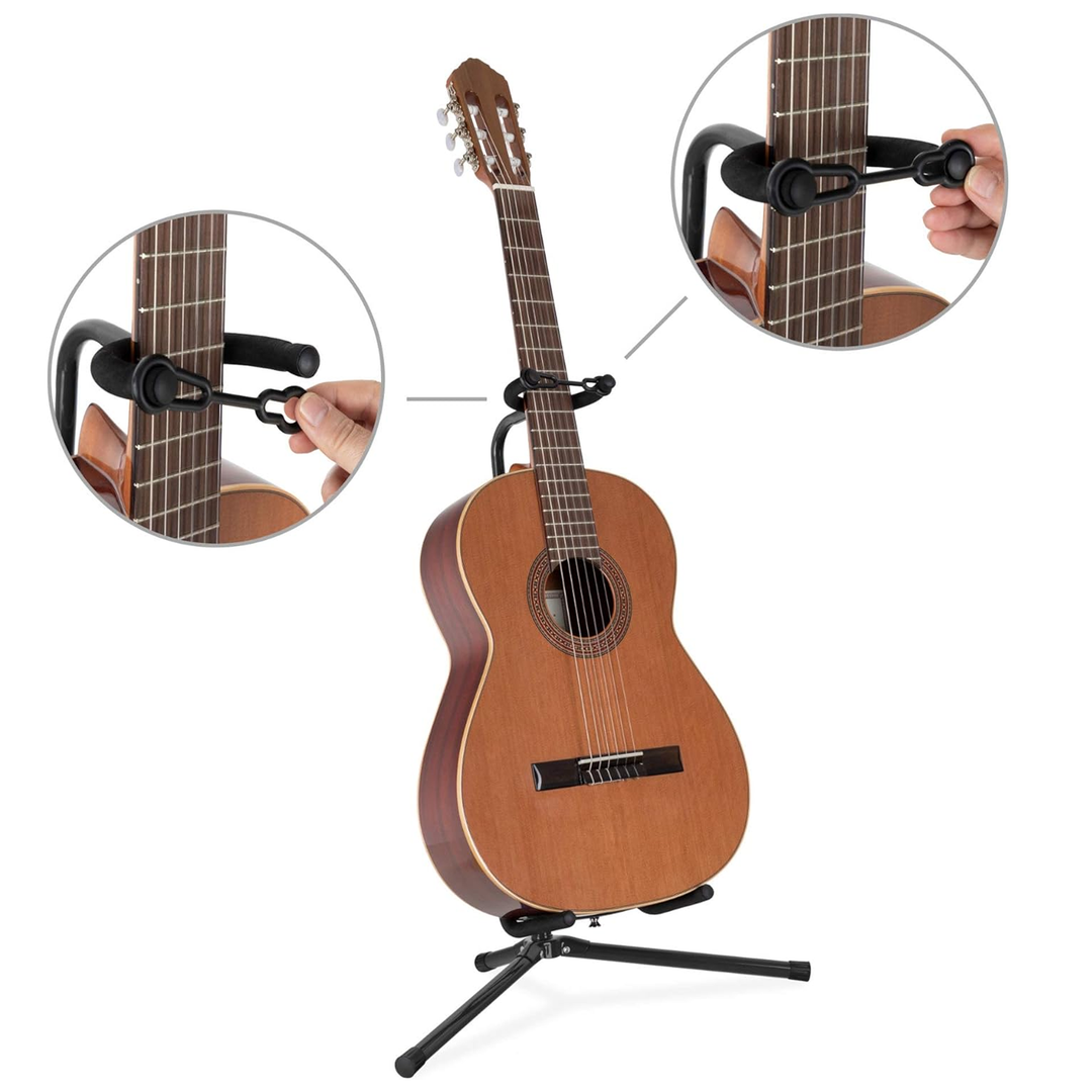 Faltbarer Gitarrenständer 62-74 cm mit Sicherheitsgurt