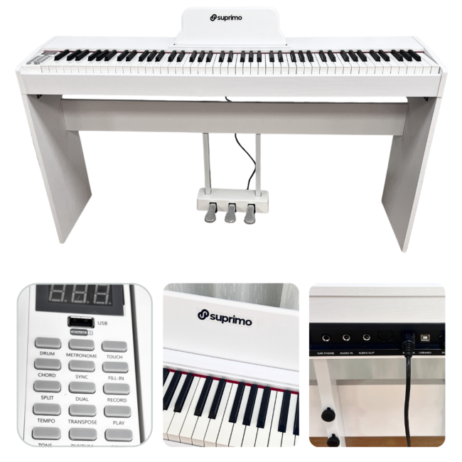 Suprimo SDP88 WH Digital Piano 88 mit gewichteten Tasten, Weiß