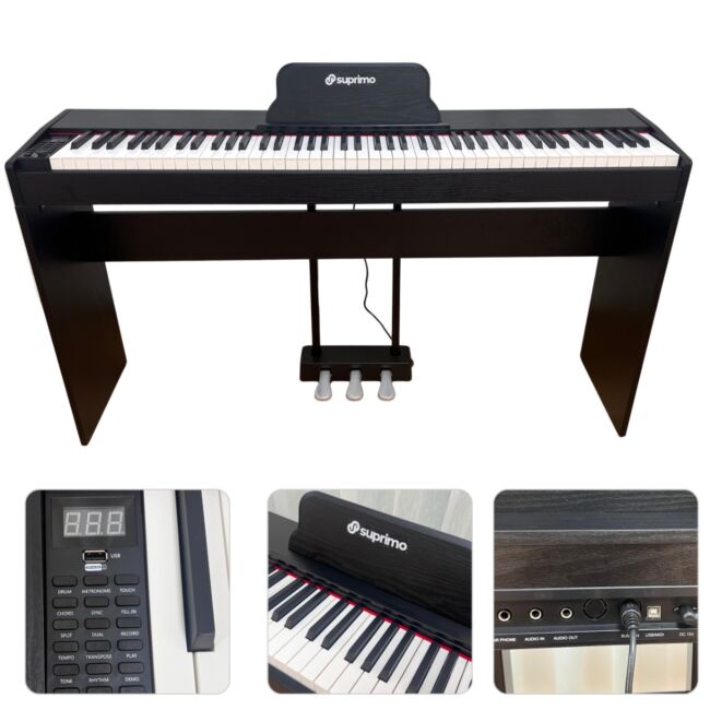 Suprimo SDP88 BK Digitalpiano 88 mit gewichteten Tasten, Schwarz
