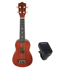 Ukulelenset mit Etui, Tuner und Zubehör,Dark Wood