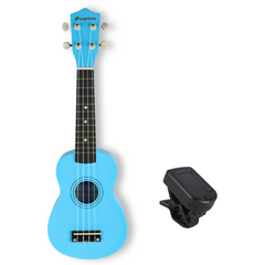 Ukulelenset mit Etui, Tuner und Zubehör, Blau