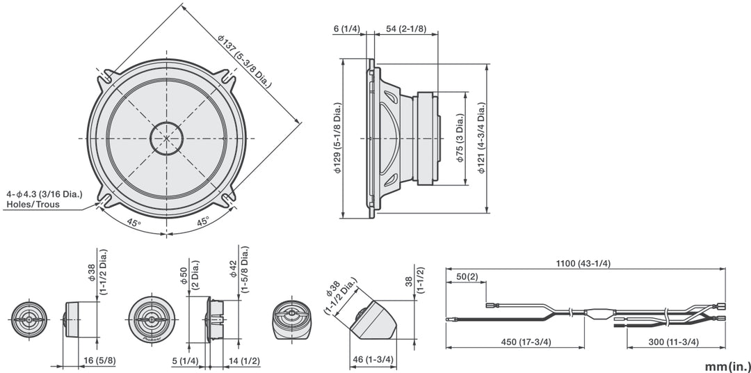 Pioneer TS-A1301C 2-way Component System (300W)